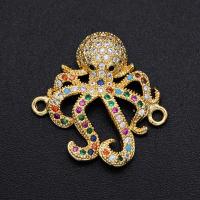 Cubic Zirconia Micro Pave Brass Connector Octopus plated DIY & micro pave cubic zirconia mixed colors Sold By PC