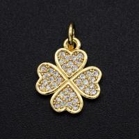 Cubic Zirconia Micro Pave Brass Pendant Four Leaf Clover plated DIY & micro pave cubic zirconia mixed colors Sold By PC