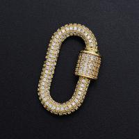 Brass Screw Carabiner Lock Charms, plated, DIY & micro pave cubic zirconia, more colors for choice, 17x28mm, Sold By PC
