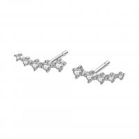 925 Sterling Silver Stud Earrings platinum plated for woman & with rhinestone Sold By Pair