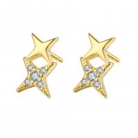 925 Sterling Silver Stud Earrings, plated, for woman & with rhinestone, more colors for choice, 5.70x9.50mm, Sold By Pair