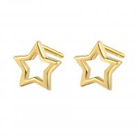 925 Sterling Silver Stud Earrings, Star, plated, for woman & hollow, more colors for choice, 6.20x6mm, Sold By Pair