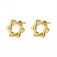 925 Sterling Silver Stud Earrings Hexagram plated for woman & hollow Sold By Pair