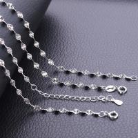 925 Sterling Silver Necklace Chain, platinum plated, different length for choice & Unisex, Sold By Strand