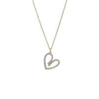 Cubic Zircon Micro Pave 925 Sterling Silver Necklace, with 1.96inch extender chain, Heart, plated, oval chain & micro pave cubic zirconia & for woman & hollow, more colors for choice, 15.54x19.15mm, Length:Approx 17.7 Inch, Sold By PC