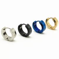 Titanium Steel Huggie Hoop Earring Donut plated hand polished & Unisex Sold By PC