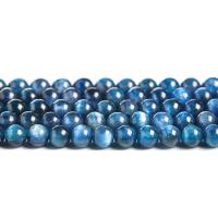 cianite perla, Cerchio, lucido, formato differente per scelta, blu, Venduto per Appross. 14.6 pollice filo