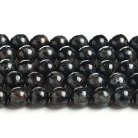 Koraliki Biżuteria naturalny kwarc, Kamień naturalny, Koło, obyty, różnej wielkości do wyboru, czarny, sprzedawane na około 14.6 cal Strand