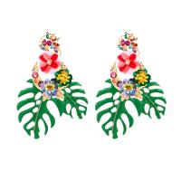 Tibetan Style Drop Earrings, plated, for woman & enamel & with rhinestone, more colors for choice, nickel, lead & cadmium free, 85x53mm, Sold By Pair