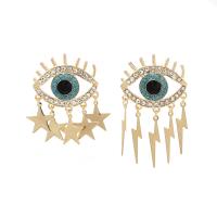 Rhinestone Earring Zinc Alloy with Natural Stone Evil Eye for woman & with rhinestone golden nickel lead & cadmium free Sold By Pair