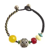 Agate Jewelry Bracelet, with Tibetan Style bead & Wax Cord, handmade & different styles for choice & for woman, Sold Per 7.28 Inch Strand