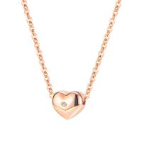 Titanium Steel Necklace, with stainless steel chain, with 2.36inch extender chain, Heart, plated, micro pave cubic zirconia & for woman, more colors for choice, 10mm, Length:16.15 Inch, Sold By PC