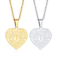 Stainless Steel Jewelry Necklace, Heart, plated, with cross pattern & for woman, more colors for choice, 26x25mm, Length:19.69 Inch, Sold By PC