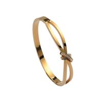 Stainless Steel Bangle for woman & with rhinestone golden Sold By PC