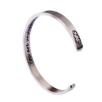 Titanium Steel Cuff Bangle, handmade, Unisex, silver color, 58x48mm, Sold By PC