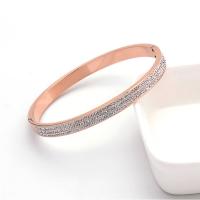 Titanium Steel Bracelet & Bangle, Unisex & with rhinestone, more colors for choice, 58x48mm, Sold By PC