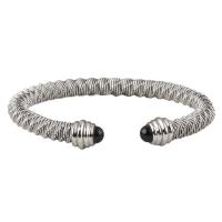 acier inoxydable bracelet manchette, avec agate noire, unisexe, plus de couleurs à choisir, 55x6.30mm, Longueur:8.8 cm, Vendu par PC