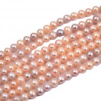 Runde ferskvandskulturperle Beads, Ferskvandsperle, du kan DIY, rosa guld farve, 7-8mm, Solgt Per 38 cm Strand