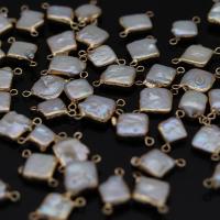 perla d'acquadolce coltivata naturalmente connettore, with ottone, Rhombus, placcato color oro, Naturale & gioielli di moda & DIY, 12*20-13*22mm, Venduto da PC