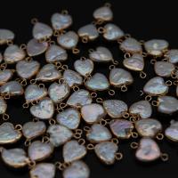 perla d'acquadolce coltivata naturalmente connettore, with ottone, Cuore, placcato color oro, Naturale & gioielli di moda & DIY, 10*20-12*22mm, Venduto da PC