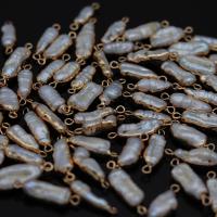 perla d'acquadolce coltivata naturalmente connettore, with ottone, Keishi, placcato color oro, Naturale & gioielli di moda & DIY,  7*20-7*25mm, Venduto da PC