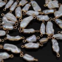 perle d'eau douce cultivée connecteur, avec laiton, baroque, Placage de couleur d'or, Naturel & bijoux de mode & DIY, 7x20-7x25mm, Vendu par PC