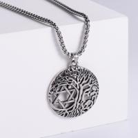 Stainless Steel Jewelry Necklace, 304 Stainless Steel, fashion jewelry & tree of life design & Unisex, original color, 43x38.50x4mm, Length:23.62 Inch, Sold By PC