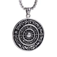 Stainless Steel Jewelry Necklace, 304 Stainless Steel, Round, fashion jewelry & for man, original color, 40x45x5mm, Length:23.62 Inch, Sold By PC