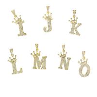 Cubic Zirconia Micro Pave Brass Pendant Alphabet Letter plated fashion jewelry & micro pave cubic zirconia & for woman nickel lead & cadmium free Sold By PC