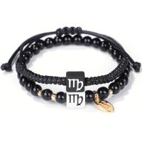 Couple Bracelet and Bangle Gemstone bracelet with Nylon & Black Stone & Zinc Alloy 2 pieces & fashion jewelry 300mm Sold By Set