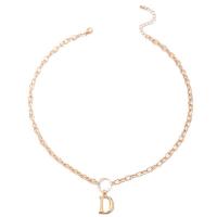Zinc Alloy smykker halskæde, Letter D, guldfarve belagt, mode smykker, gylden, nikkel, bly & cadmium fri, Solgt af PC