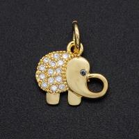 Cubic Zirconia Micro Pave Brass Pendant Elephant plated DIY & micro pave cubic zirconia golden Sold By PC