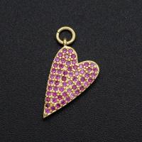 Cubic Zirconia Micro Pave Brass Pendant, Heart, plated, DIY & micro pave cubic zirconia, mixed colors, 10x17mm, Sold By PC