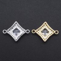 Cubic Zirconia Micro Pave Brass Connector Rhombus plated DIY & micro pave cubic zirconia Sold By PC