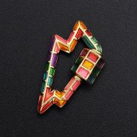 metal Ornamento de cierre de tornillos, Símbolo del rayo, chapado, Bricolaje & micro arcilla de zirconia cúbica, multicolor, 14x25mm, Vendido por UD
