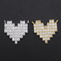 Cubic Zirconia Micro Pave Brass Connector Heart plated DIY & micro pave cubic zirconia Sold By PC