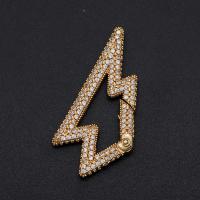 Brass Jewelry Clasps Lightning Symbol plated DIY & micro pave cubic zirconia golden Sold By PC