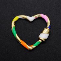 Brass Screw Carabiner Lock Charms Heart plated DIY & enamel multi-colored Sold By PC