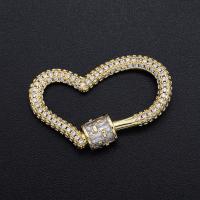Brass Screw Carabiner Lock Charms, Heart, plated, DIY & micro pave cubic zirconia, mixed colors, Sold By PC