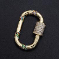 Brass Screw Carabiner Lock Charms, plated, DIY & micro pave cubic zirconia, mixed colors, 20x29mm, Sold By PC