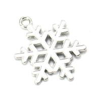 Tibetan Style Christmas Pendants, Snowflake, plated, DIY & enamel, silver color, 25x19x1.40mm, 100PCs/Bag, Sold By Bag
