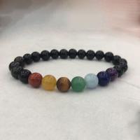 Gemstone Bracelets, Agate, with Gemstone, Round, natural, elastic & Unisex, mixed colors, 8mm, Sold By Strand