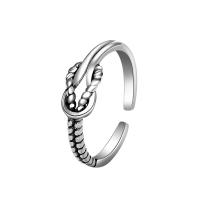 925 Sterling Silver Cuff Finger Ring plated vintage & adjustable & for woman & hollow US Ring Sold By PC