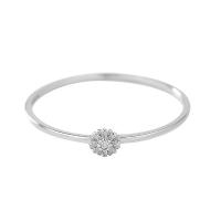 Solidny srebrny pierścień, 925 Srebro, Kwiat, Platerowane platyną, różnej wielkości do wyboru & mikro utorować cyrkonia & dla kobiety, 3.2mm, 0.8mm, rozmiar:5-8, sprzedane przez PC