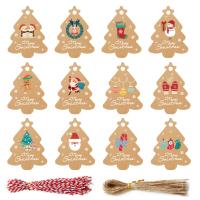 Paper Label Tag, Christmas Tree, printing, mixed pattern & different styles for choice, 45x50mm, 10Sets/Lot, Sold By Lot