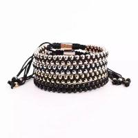 Brass Bracelet & Bangle, with Polyester Cord, plated, Adjustable & Unisex, 4mm, Sold By PC