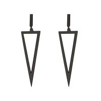 Tibetan Style Drop Earrings, Triangle, stoving varnish, for woman & hollow, black, 45x60mm, 10Pairs/Lot, Sold By Lot