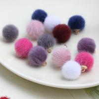 Plush Pendant, with Tibetan Style bail, Round, more colors for choice, 15mm, 100PCs/Lot, Sold By Lot