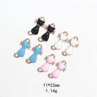 Tibetan Style Enamel Pendants, Cat, gold color plated, more colors for choice, 11x22mm, 100PCs/Lot, Sold By Lot