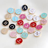 Zinc Alloy Enamel Pendants Flat Round plated & with letter pattern Sold By Lot